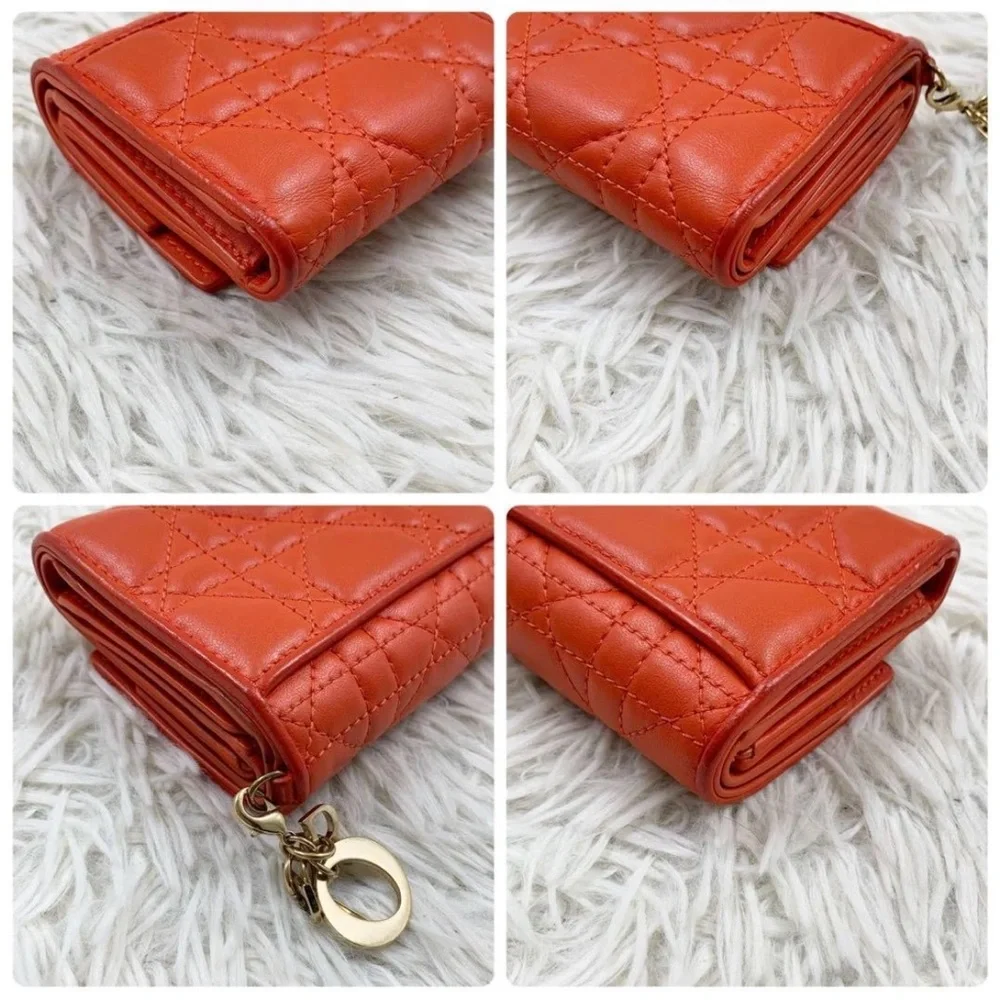Dior Orange Quilted Wallet